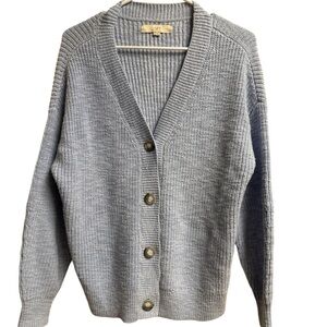 LOFT Baby Blue Button Front Cardigan Sweater Women’s Medium Cotton Blend